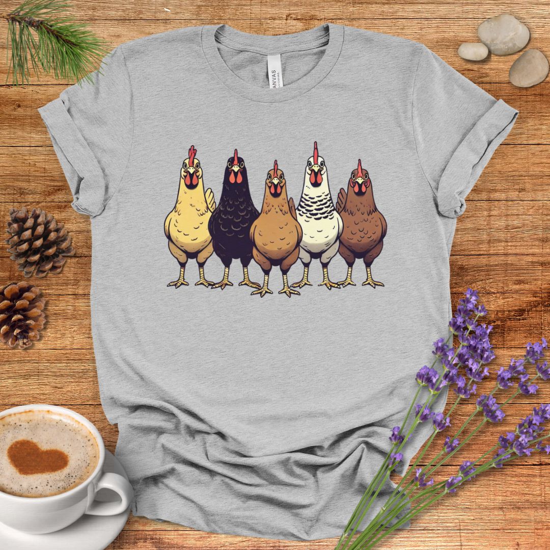 Multicolor Chicken Lineup Tee