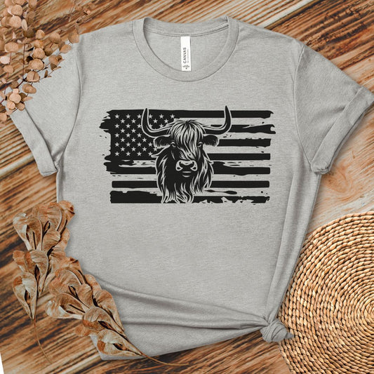 Patriotic Highland Cow Flag Shirt