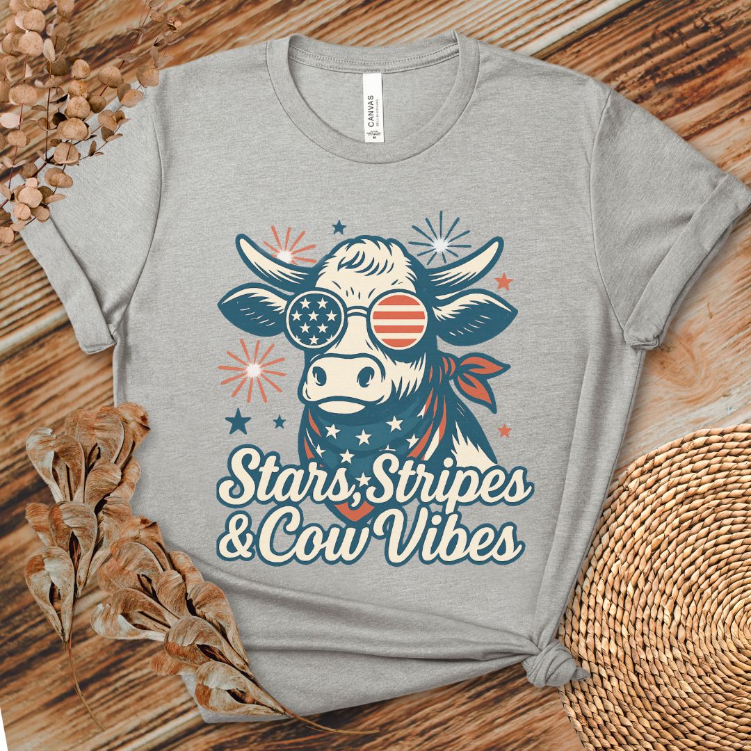 Stars Stripes Cow Vibes Tee