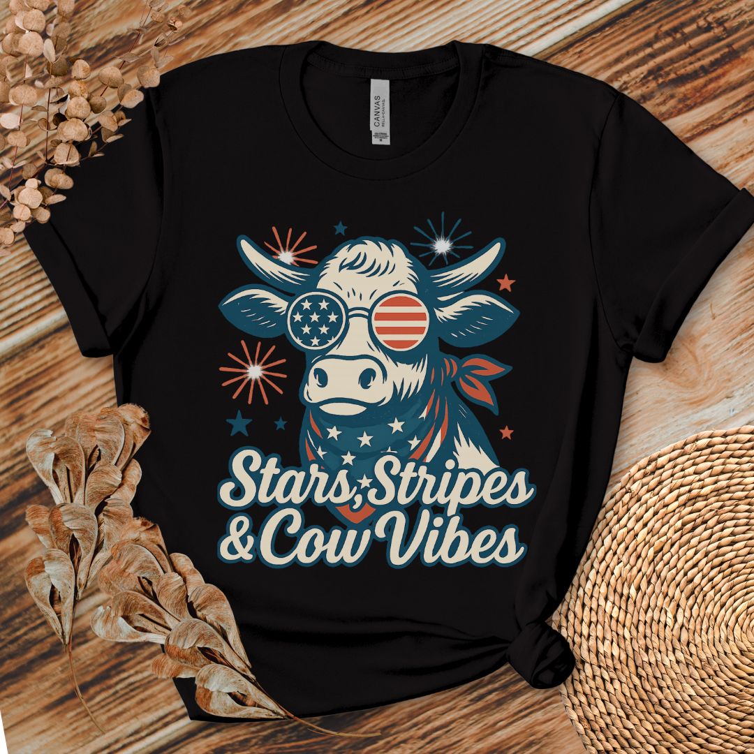 Stars Stripes Cow Vibes Tee