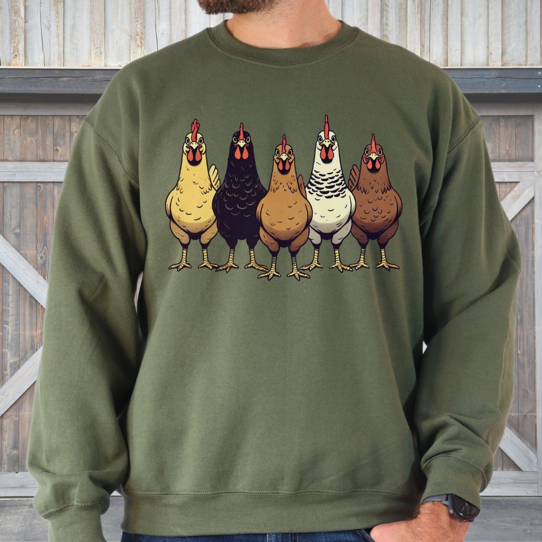 Funny Chicken Lineup Sweatshirt