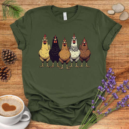 Multicolor Chicken Lineup Tee