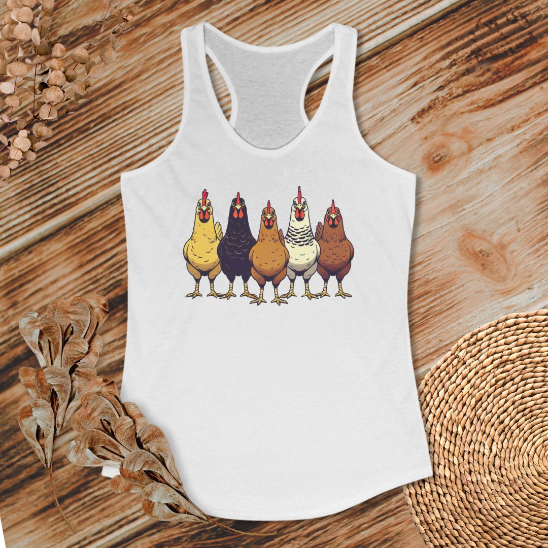 Multicolor Chicken Lineup Tank Top
