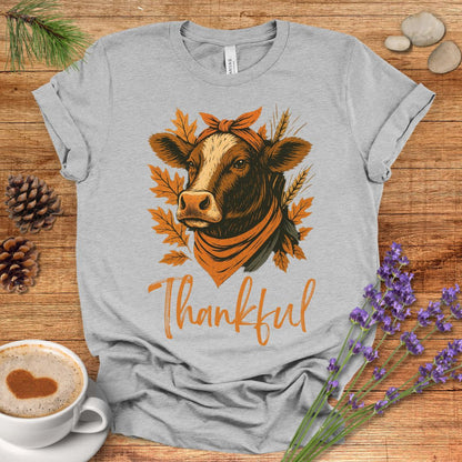 Thankful & Blessed Cow T-Shirt – Rustic Farmhouse Autumn Tee for Fall & Thanksgiving Country Living