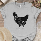 Floral Chicken Silhouette Nature Lover T-Shirt