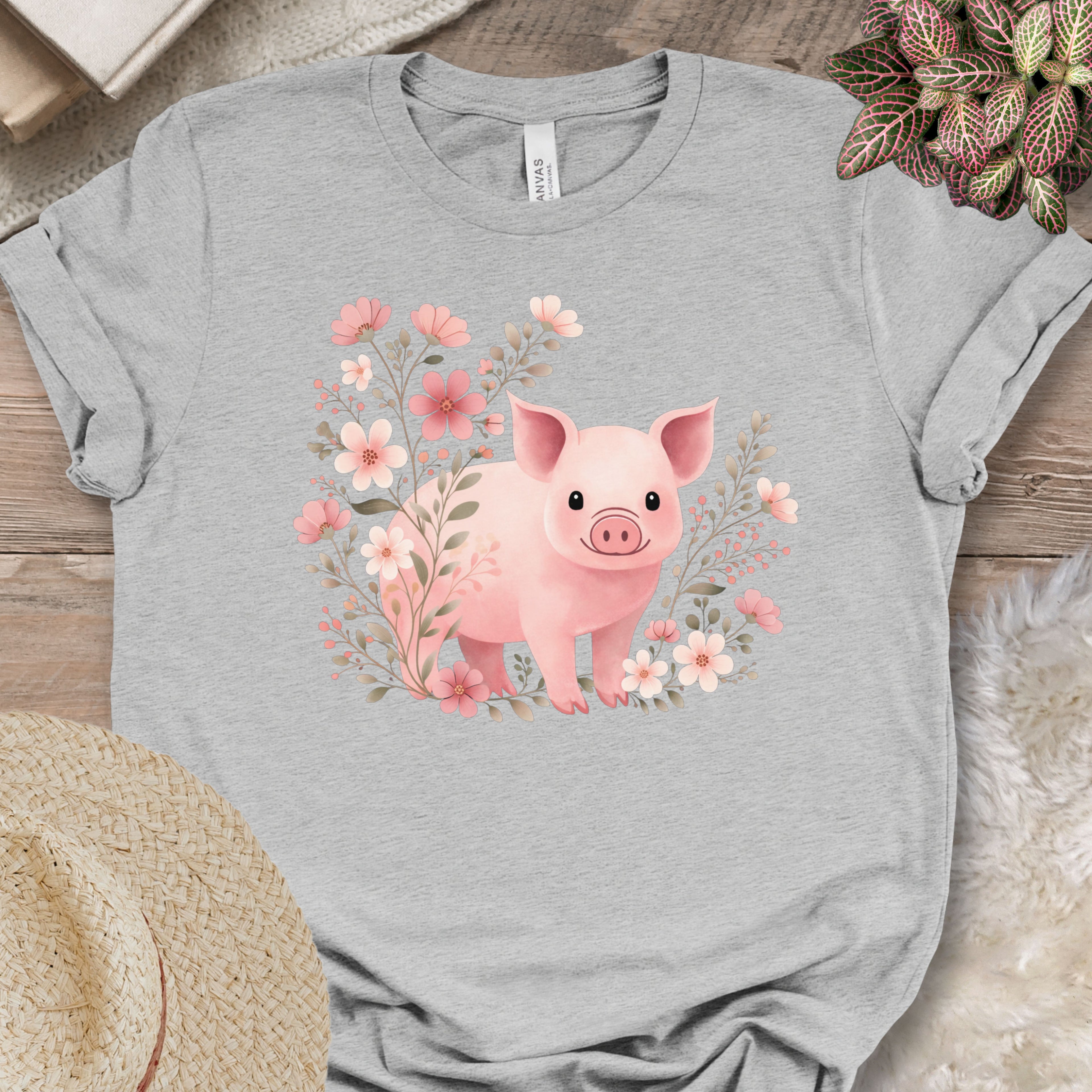 Cute Pig Floral Farm Shirt