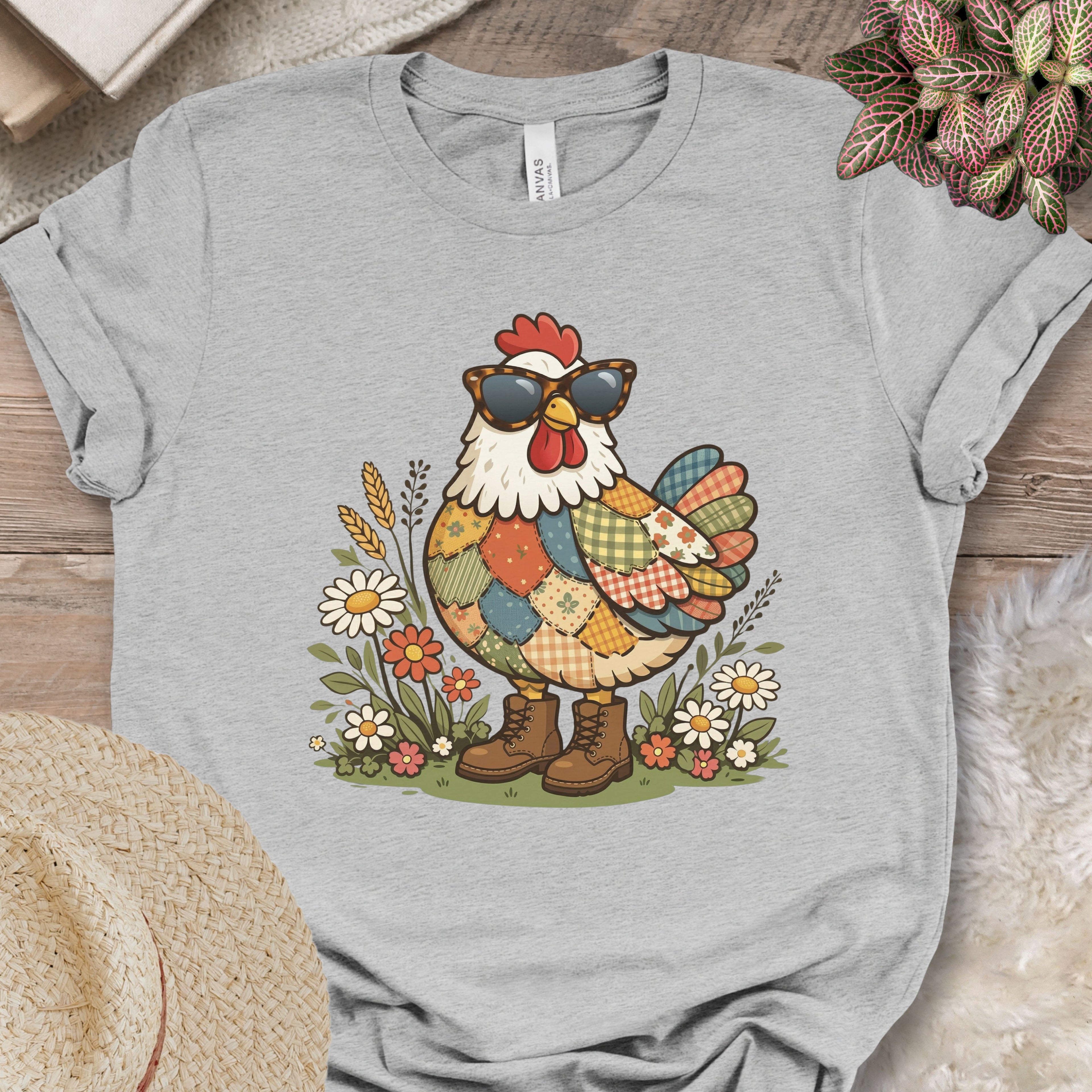 Patchwork Chicken Floral T-Shirt