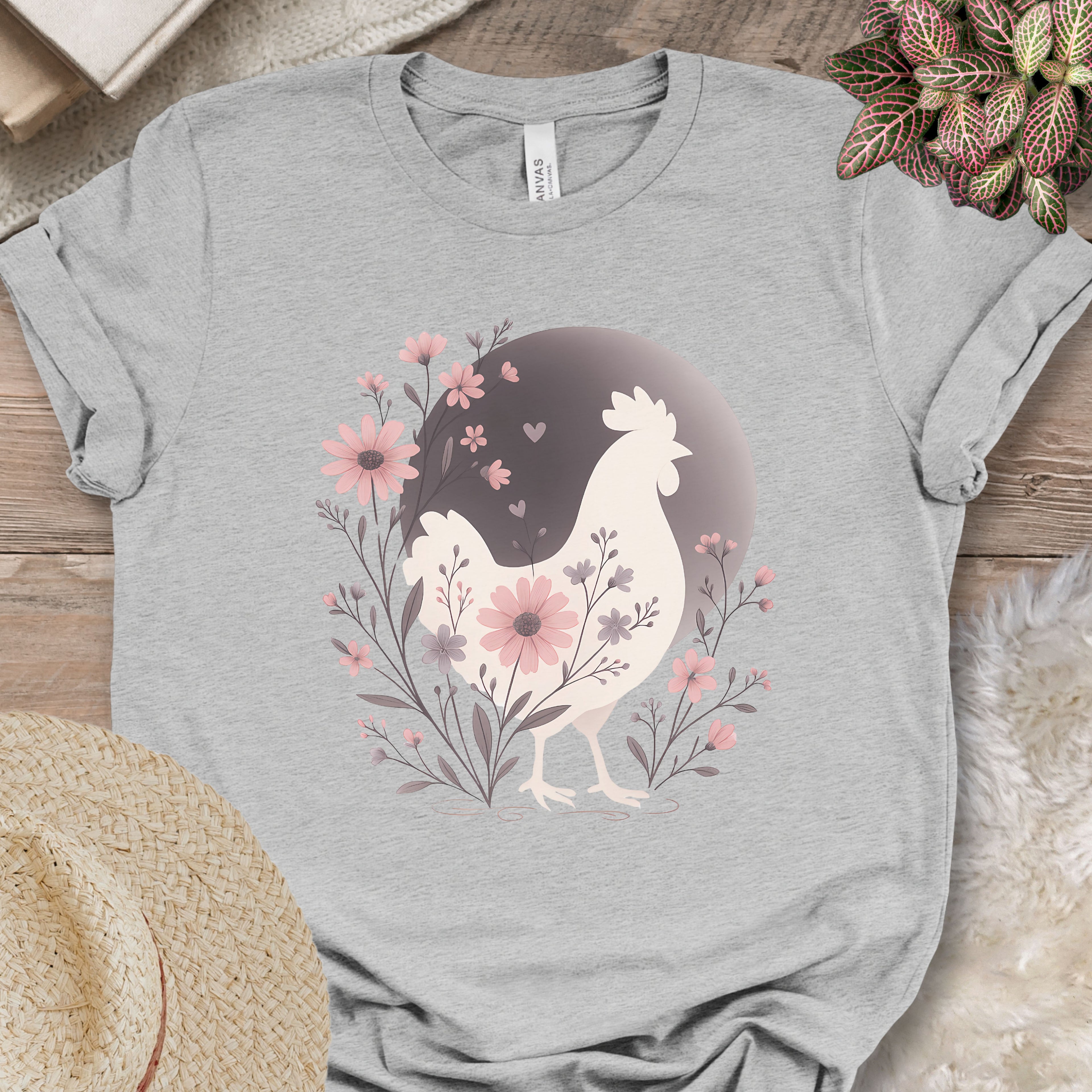 Floral Chicken Silhouette Tee
