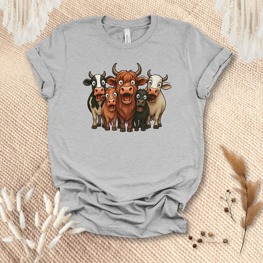 Funny Cow Lover T-Shirt – Cute Cow Lineup Tee for Farmers, Ranchers & Cow Moms