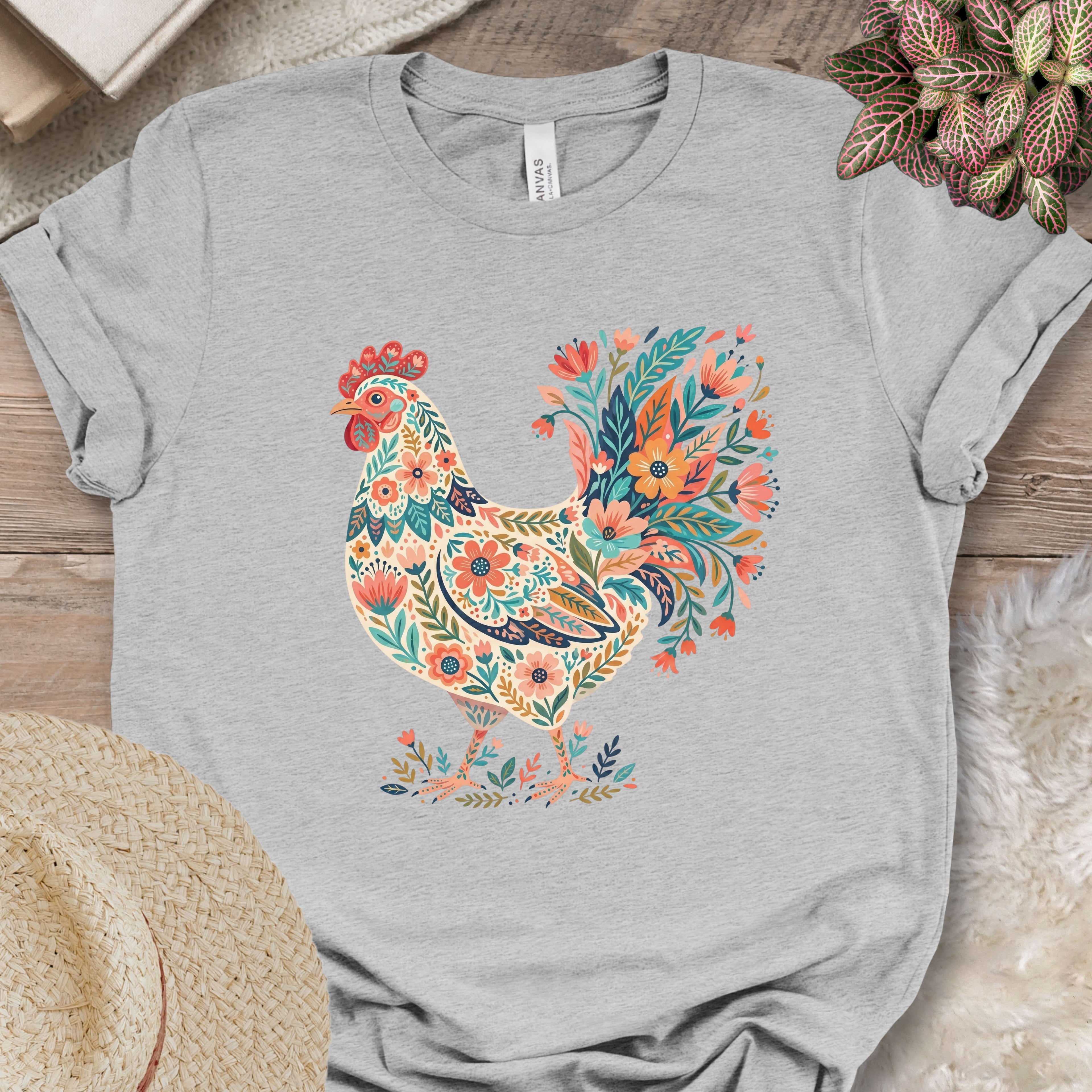 Boho Floral Chicken T-Shirt