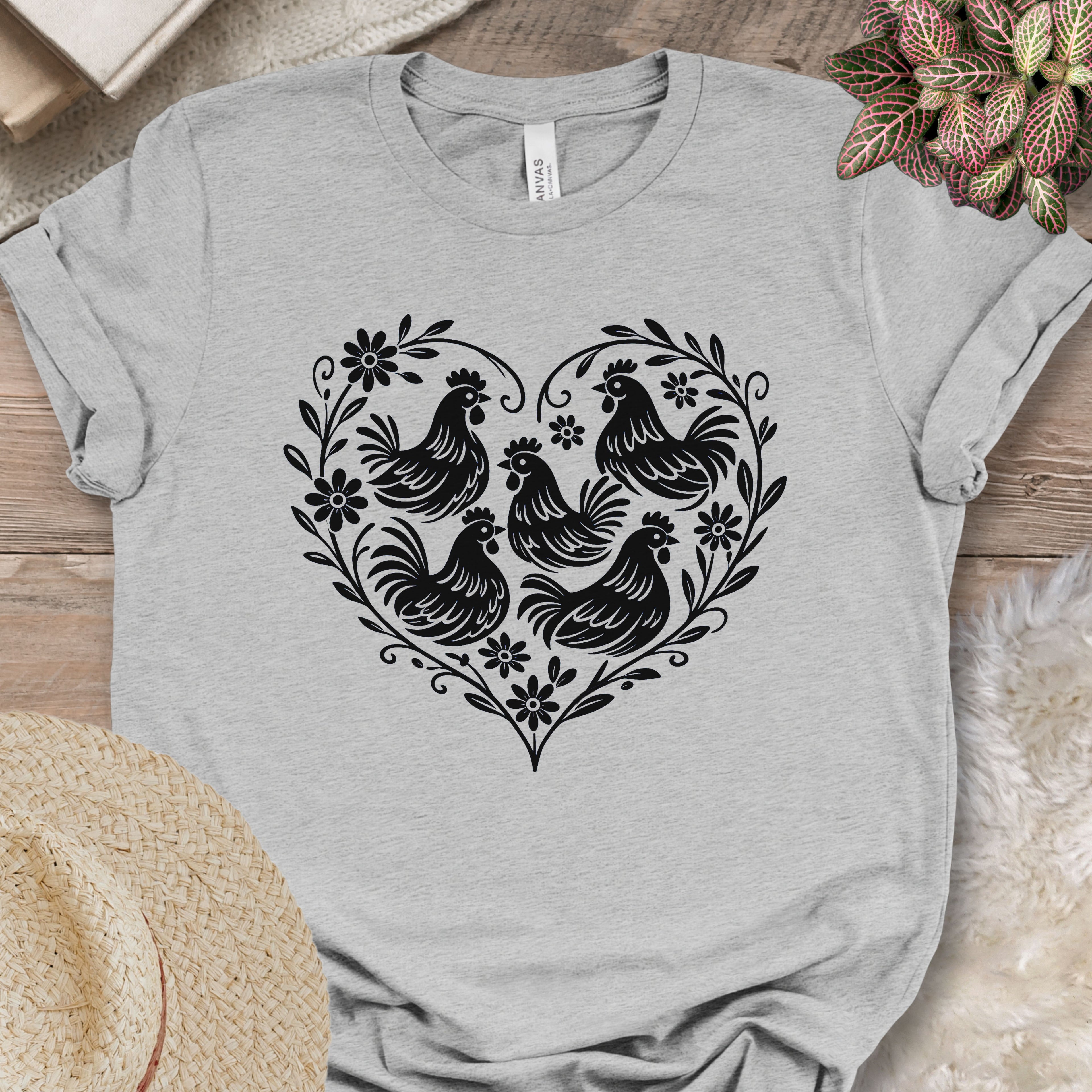 Floral Chicken Heart Shirt