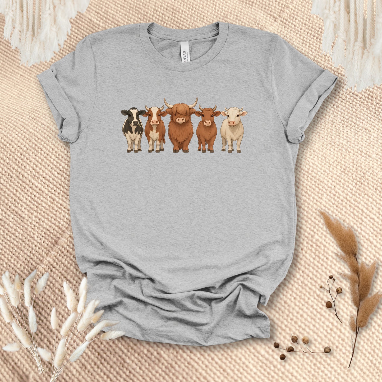 Cow Lover T-Shirt – Five Cow Breeds Lineup Tee for Farm Life & Ranch Style Fans