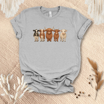 Cow Lover T-Shirt – Five Cow Breeds Lineup Tee for Farm Life & Ranch Style Fans