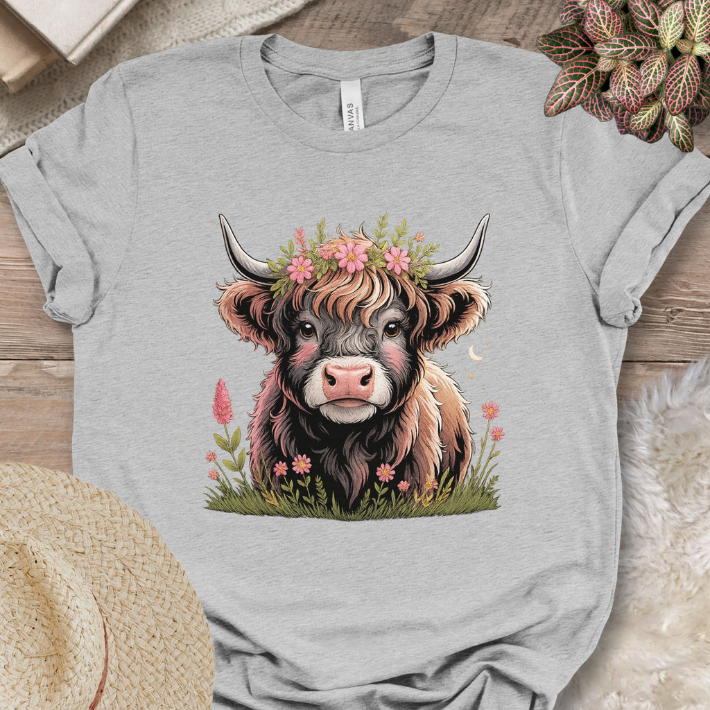 Floral Highland Cow Tee