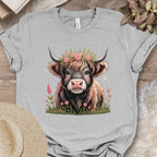 Floral Highland Cow Tee