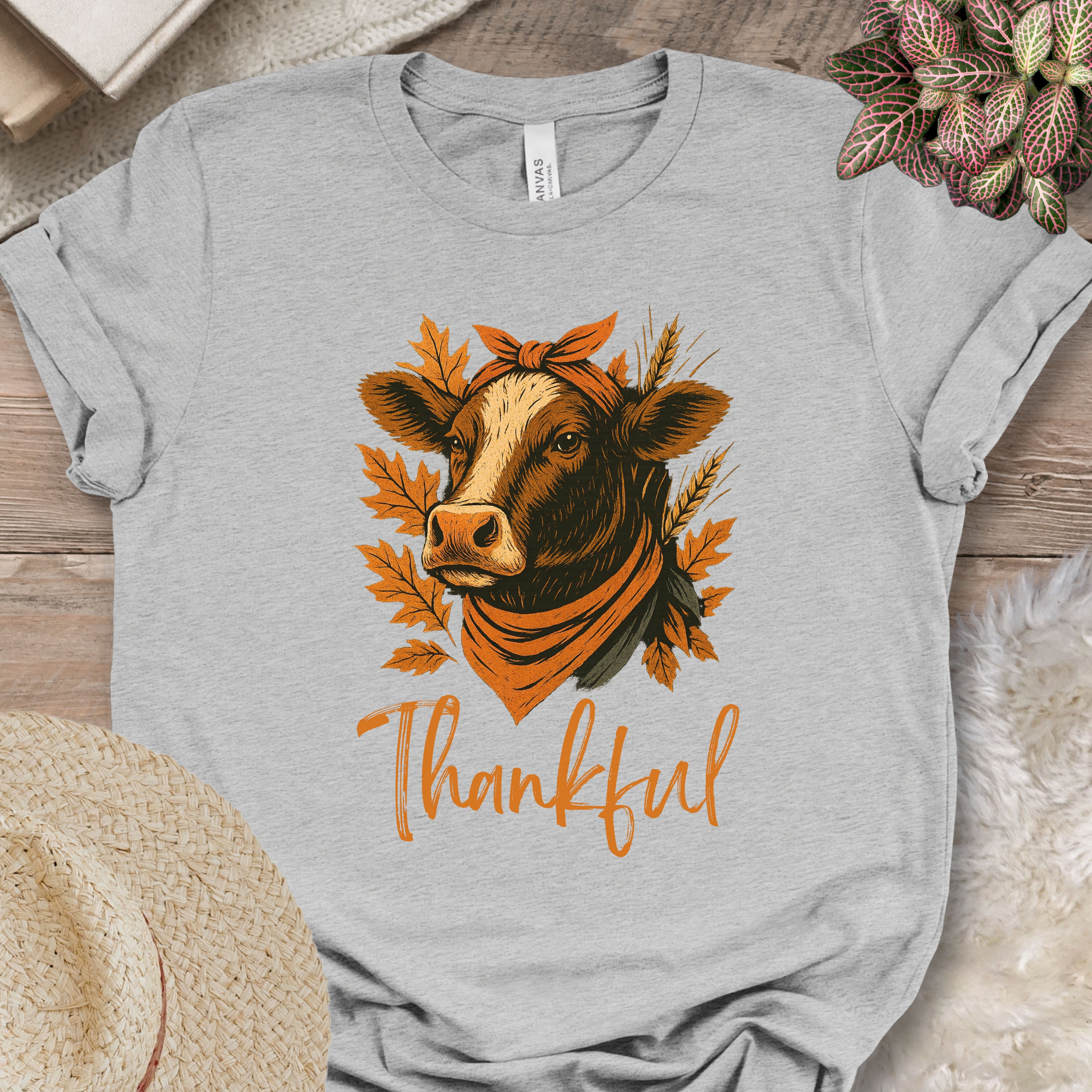 Thankful & Blessed Cow Tee