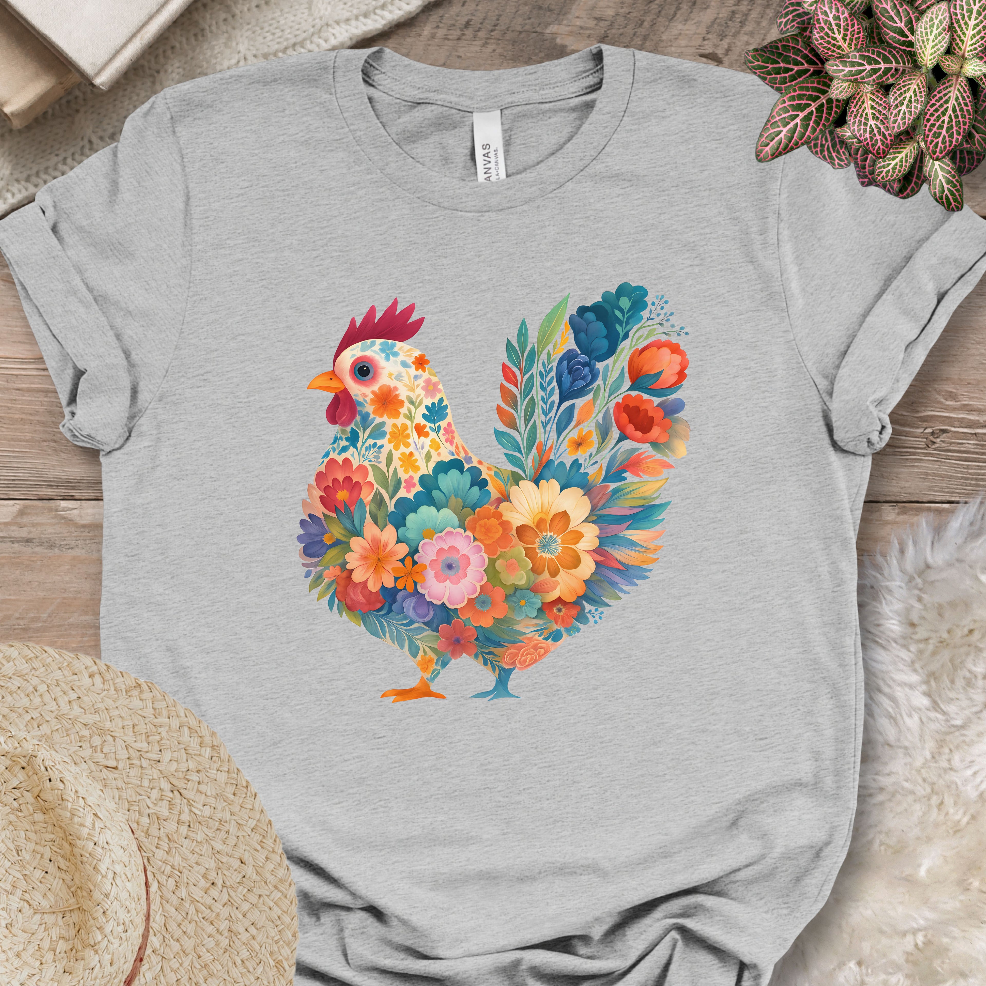 Blooming Chicken Flower Art Tee