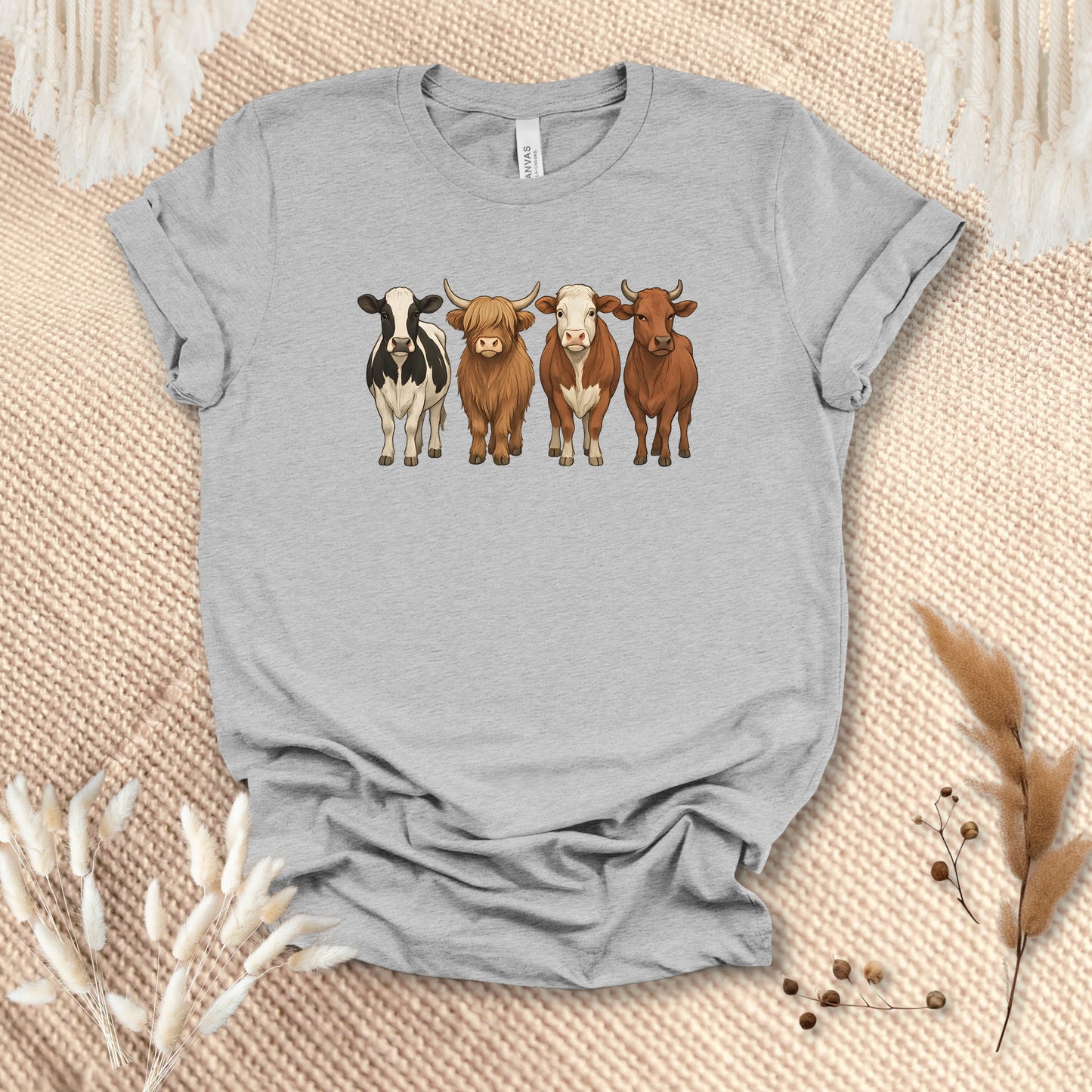 Cow Lover T-Shirt – Highland, Holstein & Brown Cow Lineup Tee for Ranchers & Farm Life Fans