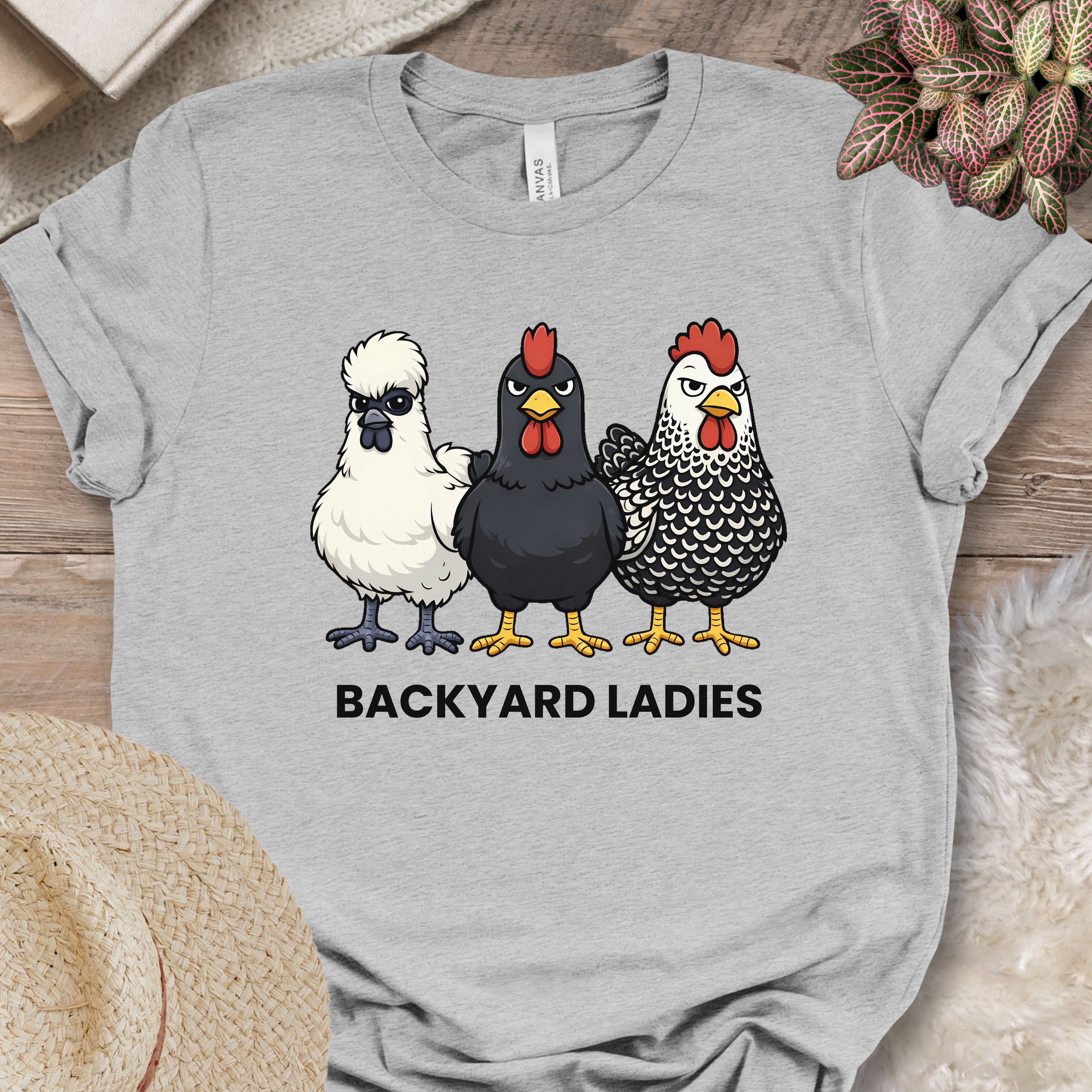 Backyard Hen Trio Illustration T-Shirt