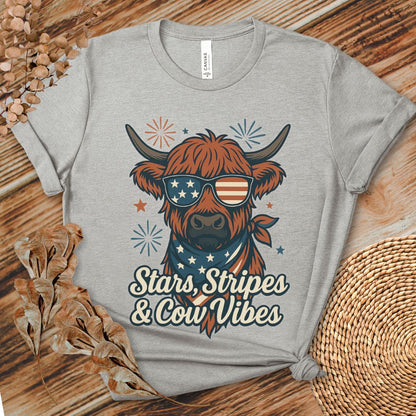Stars Stripes Cow Vibes Shirt (Highland)