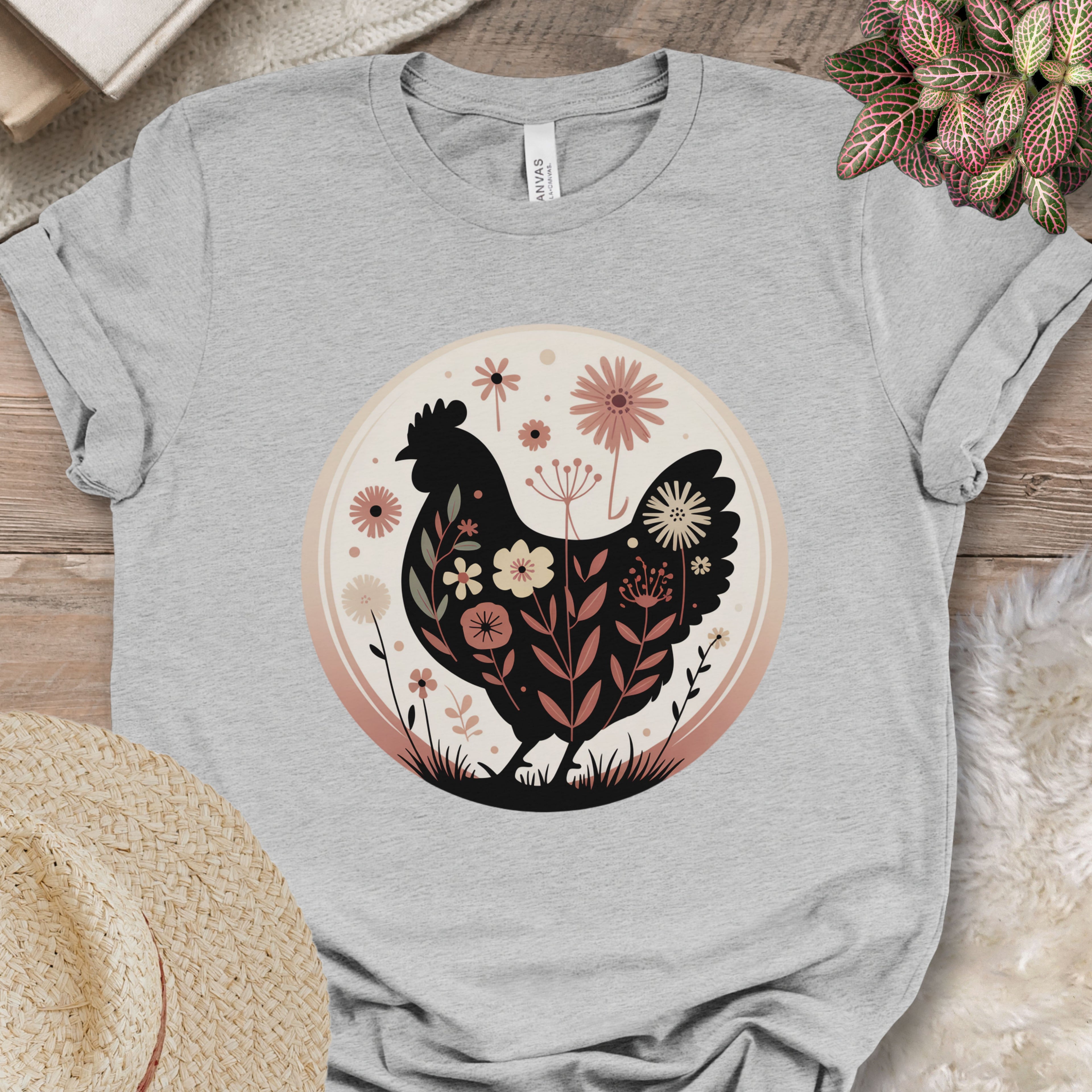 Boho Floral Chicken Silhouette Shirt