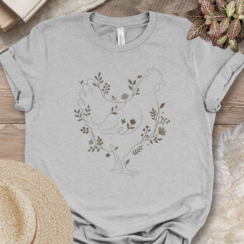 Botanical Line Art Hen Tee