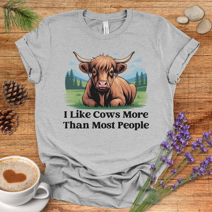 Funny Cow Lover T-Shirt – I Like Cows More Than Most People Tee for Cow Moms, Farmers & Country Life Fans