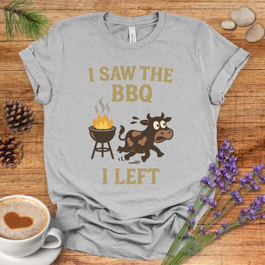 Funny Cow Lover T-Shirt – I Saw the BBQ I Left Tee for Cow Moms, Animal Lovers & Country Life Fans