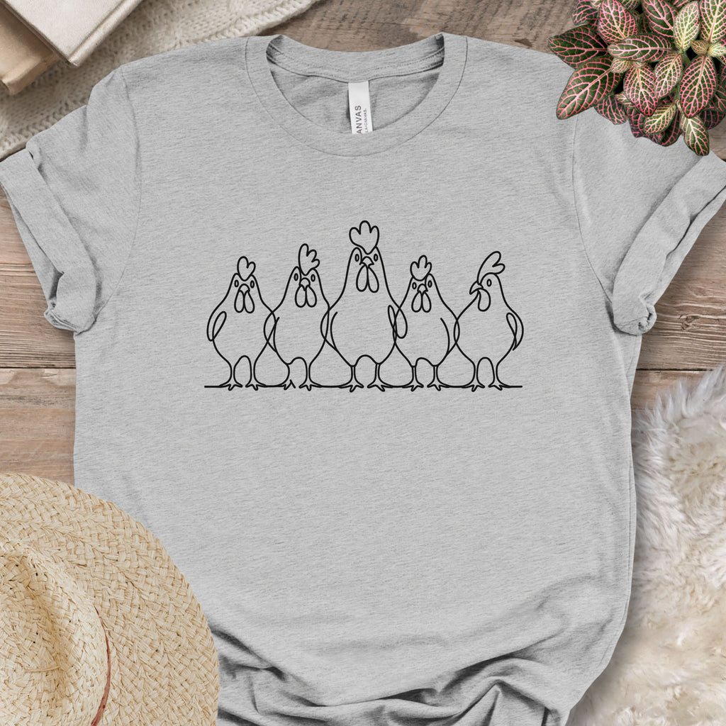 Minimalist Chicken Line Art Tee