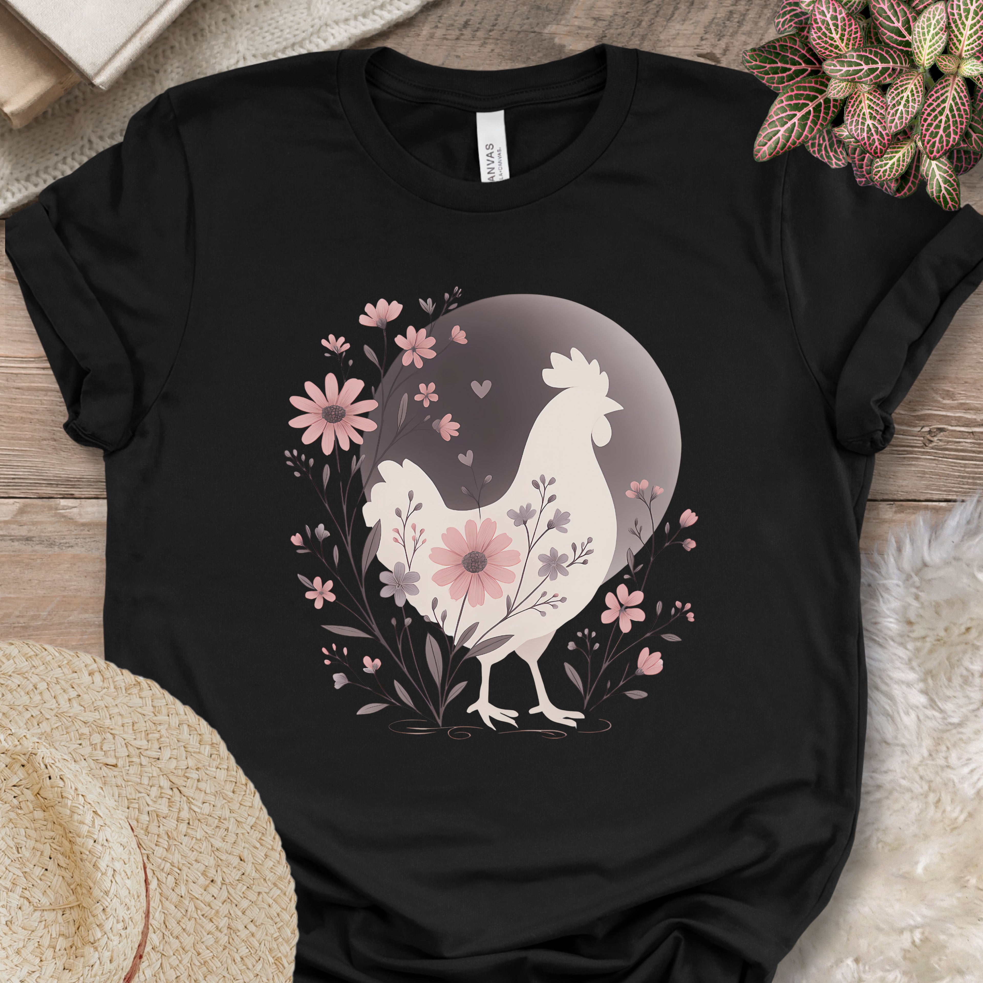Floral Chicken Silhouette Tee