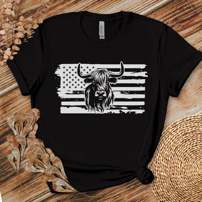 Patriotic Highland Cow Flag Shirt