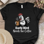 Sleepy Rooster Needs Coffee Tee