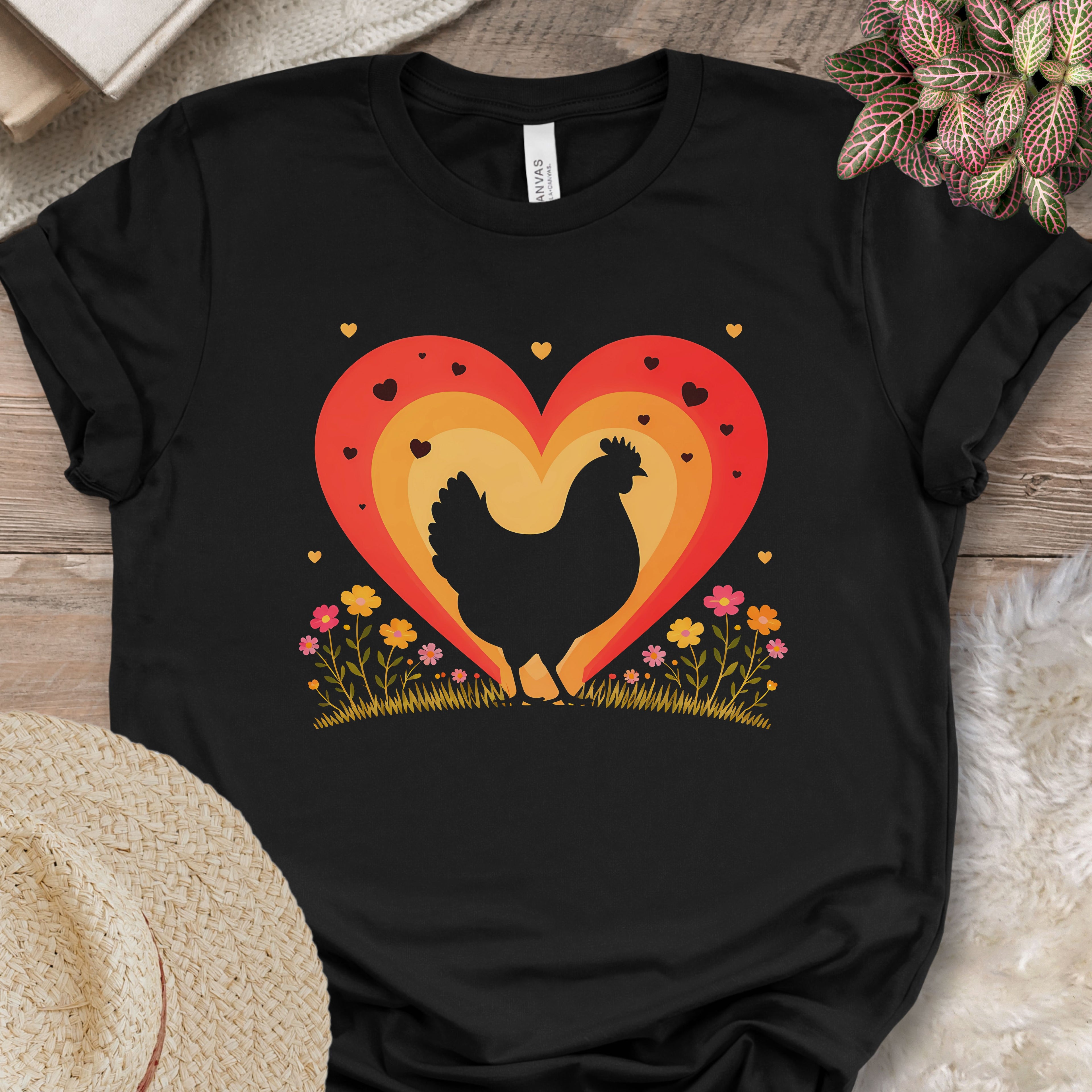 Heart Silhouette Chicken Farm Shirt