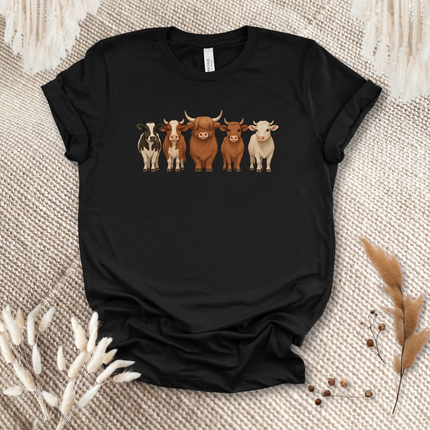 Cow Lover T-Shirt – Five Cow Breeds Lineup Tee for Farm Life & Ranch Style Fans