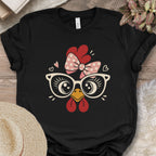 Cute Chicken Glasses Graphic Tee