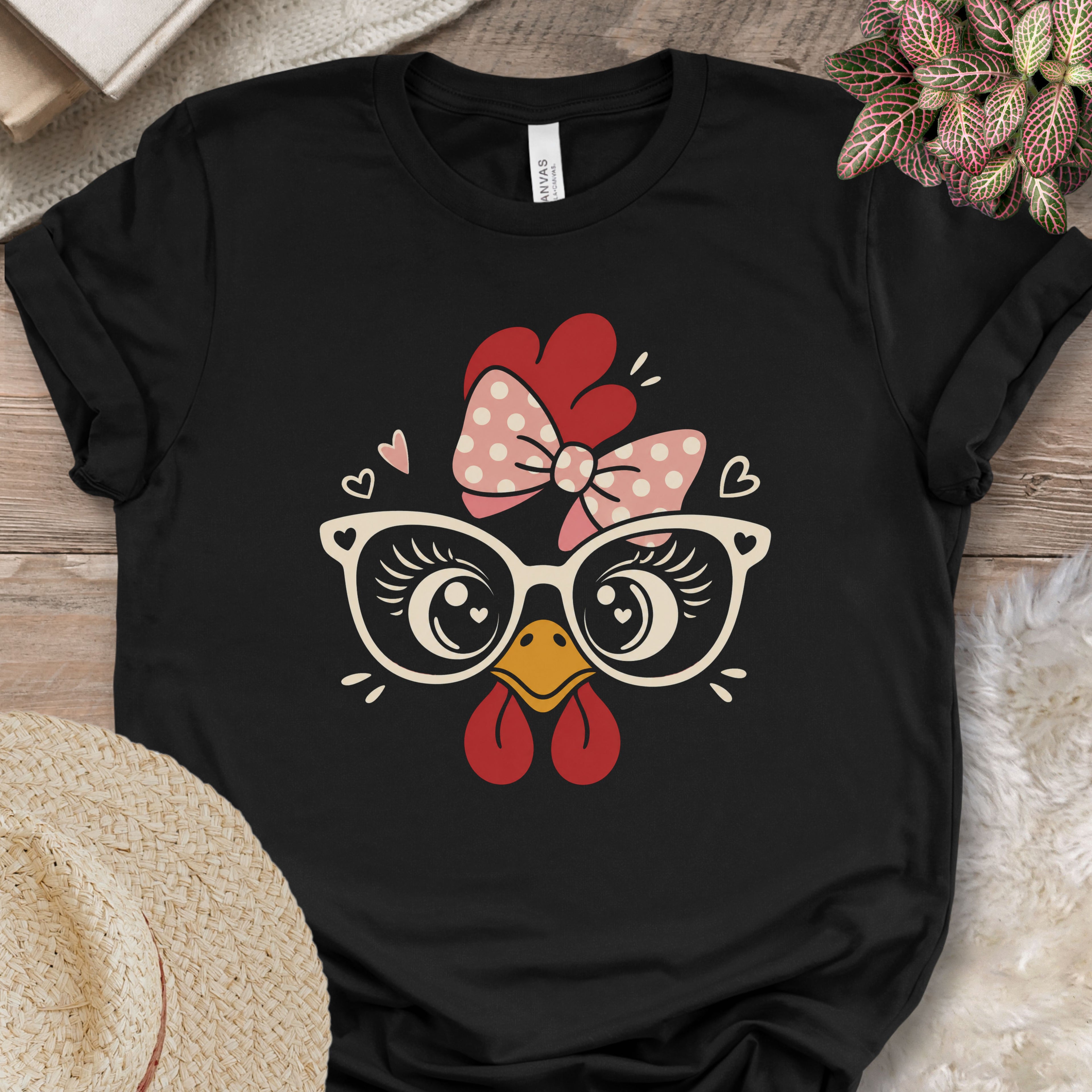 Cute Chicken Glasses Graphic Tee