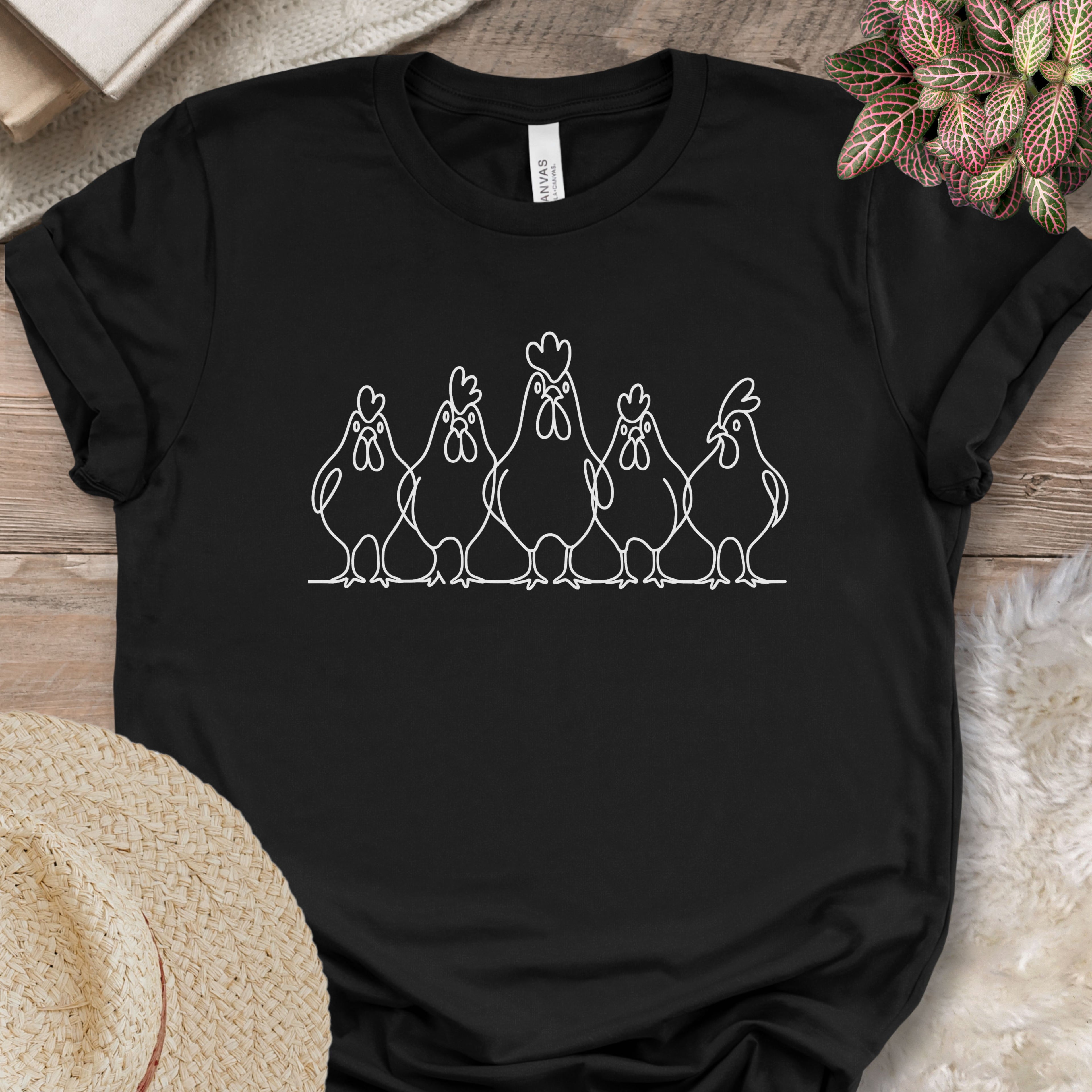 Minimalist Chicken Line Art Tee