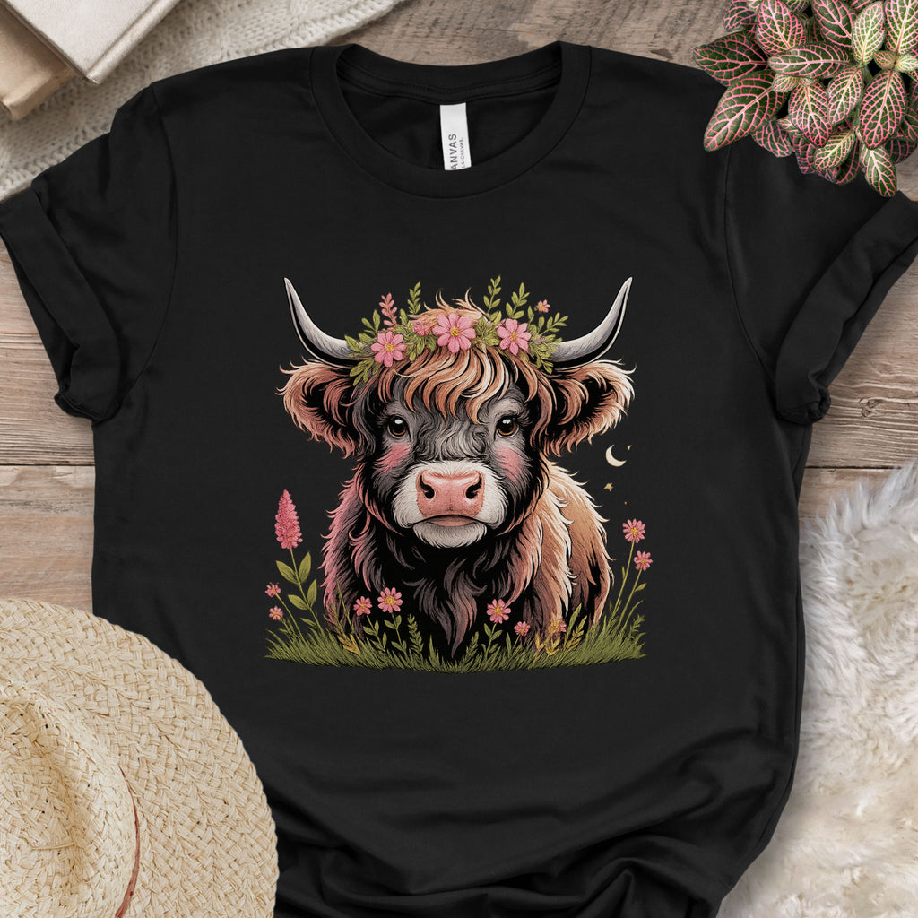 Floral Highland Cow Tee
