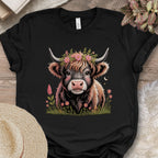 Floral Highland Cow Tee