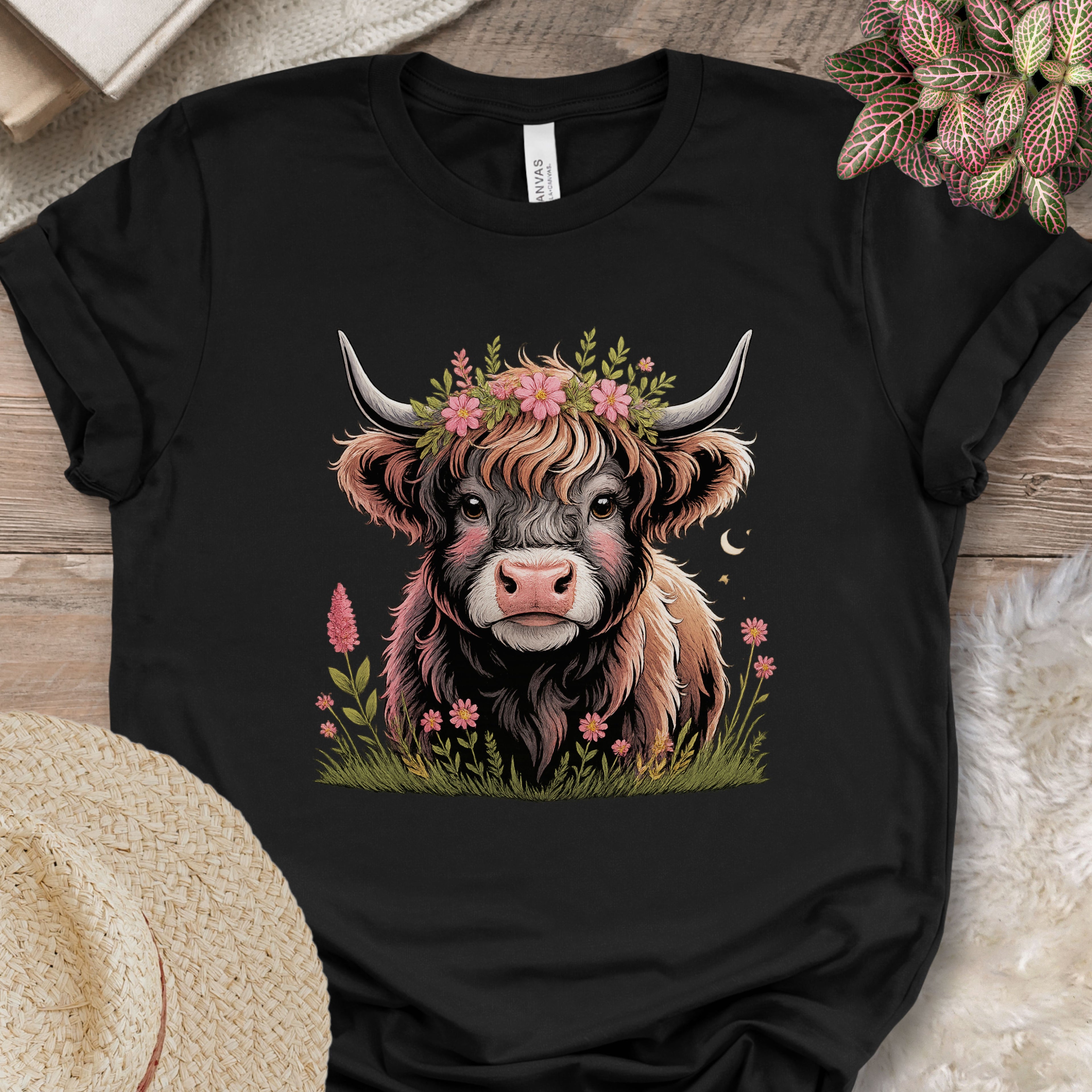 Floral Highland Cow Tee