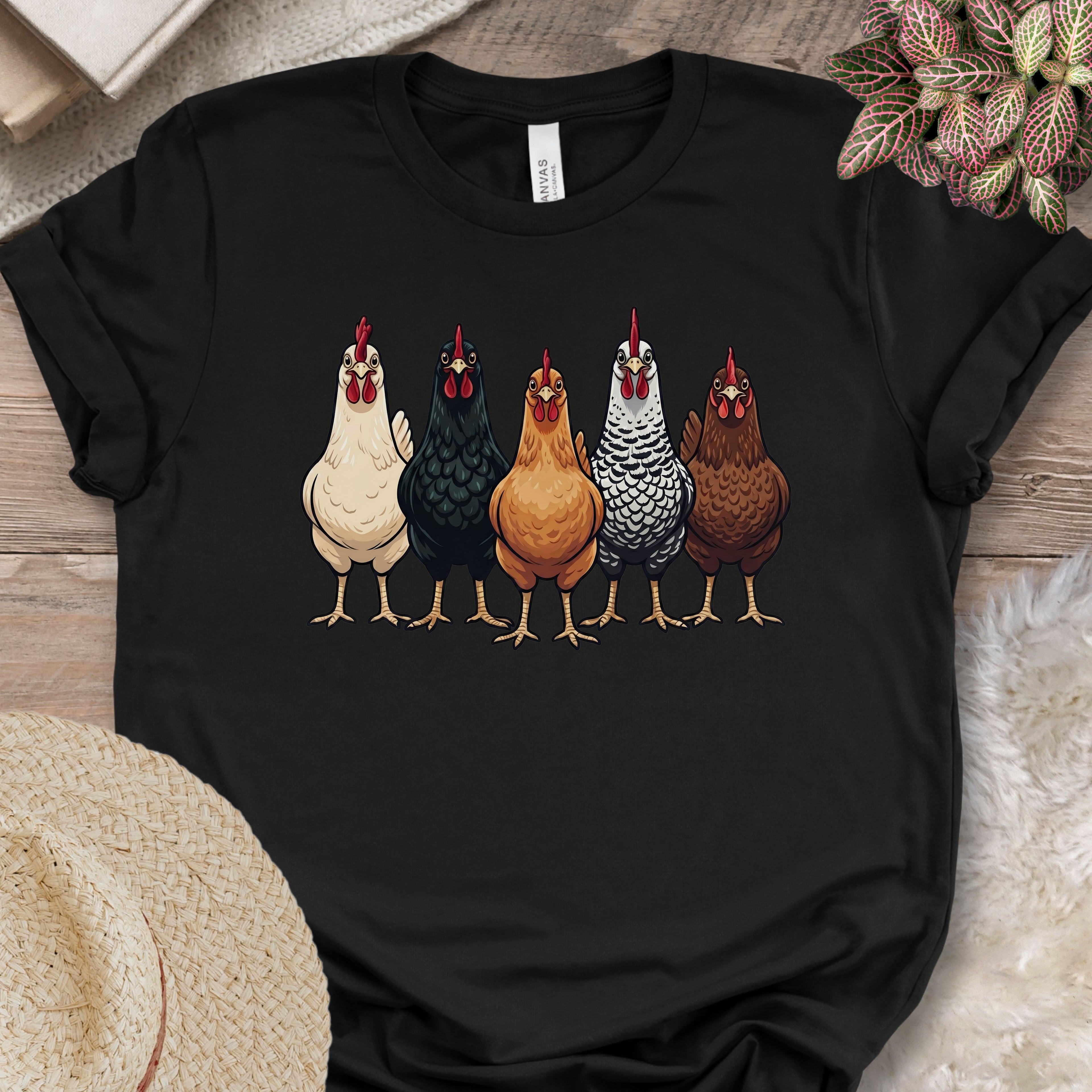 Five Chicken Flock Graphic T-Shirt