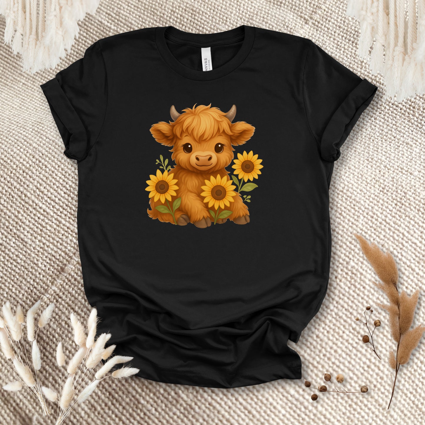 Cute Highland Cow T-Shirt – Sunflower Cow Lover Tee for Farm Girls, Cow Moms & Country Fans