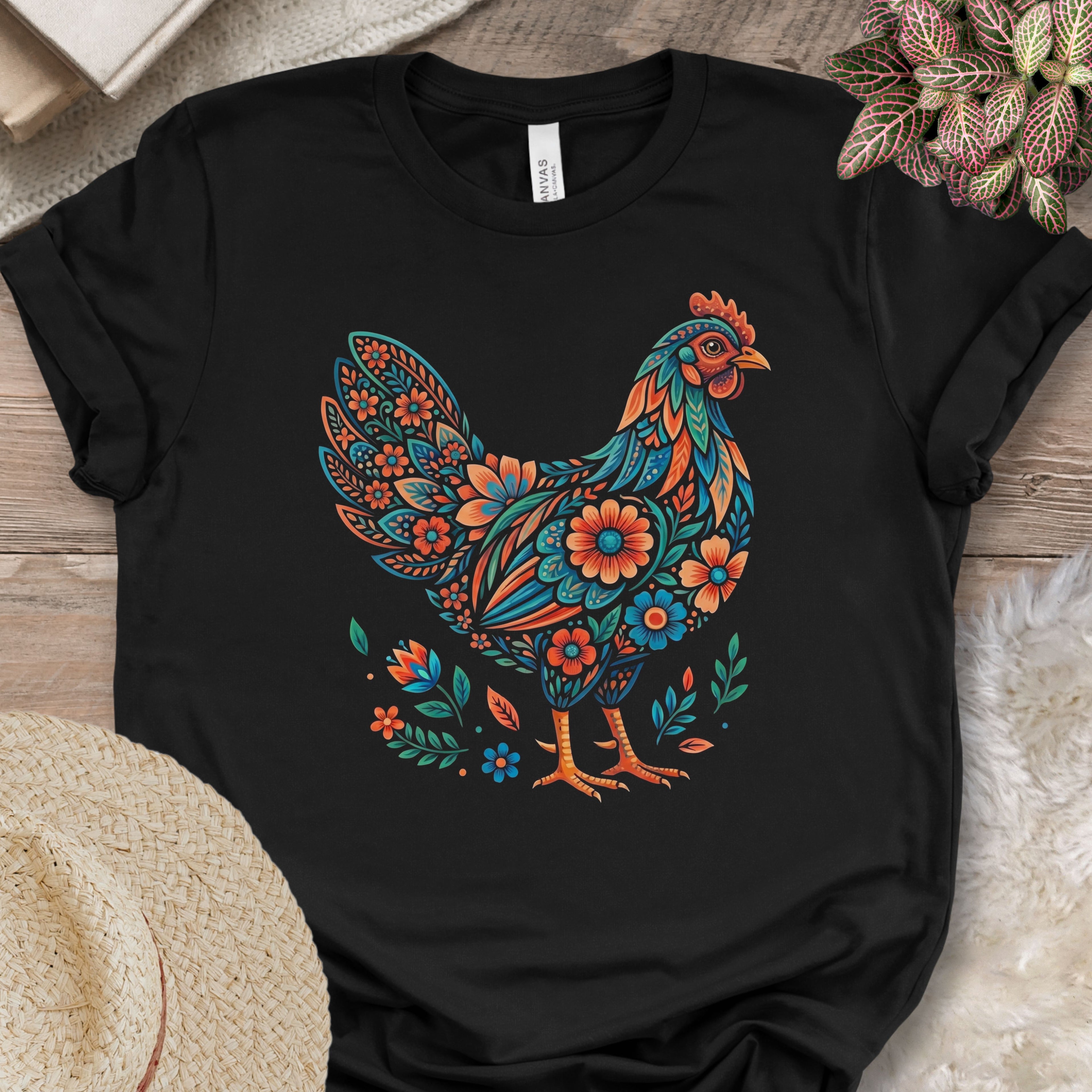 Dark Floral Rooster Shirt