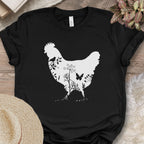 Floral Chicken Silhouette Nature Lover T-Shirt