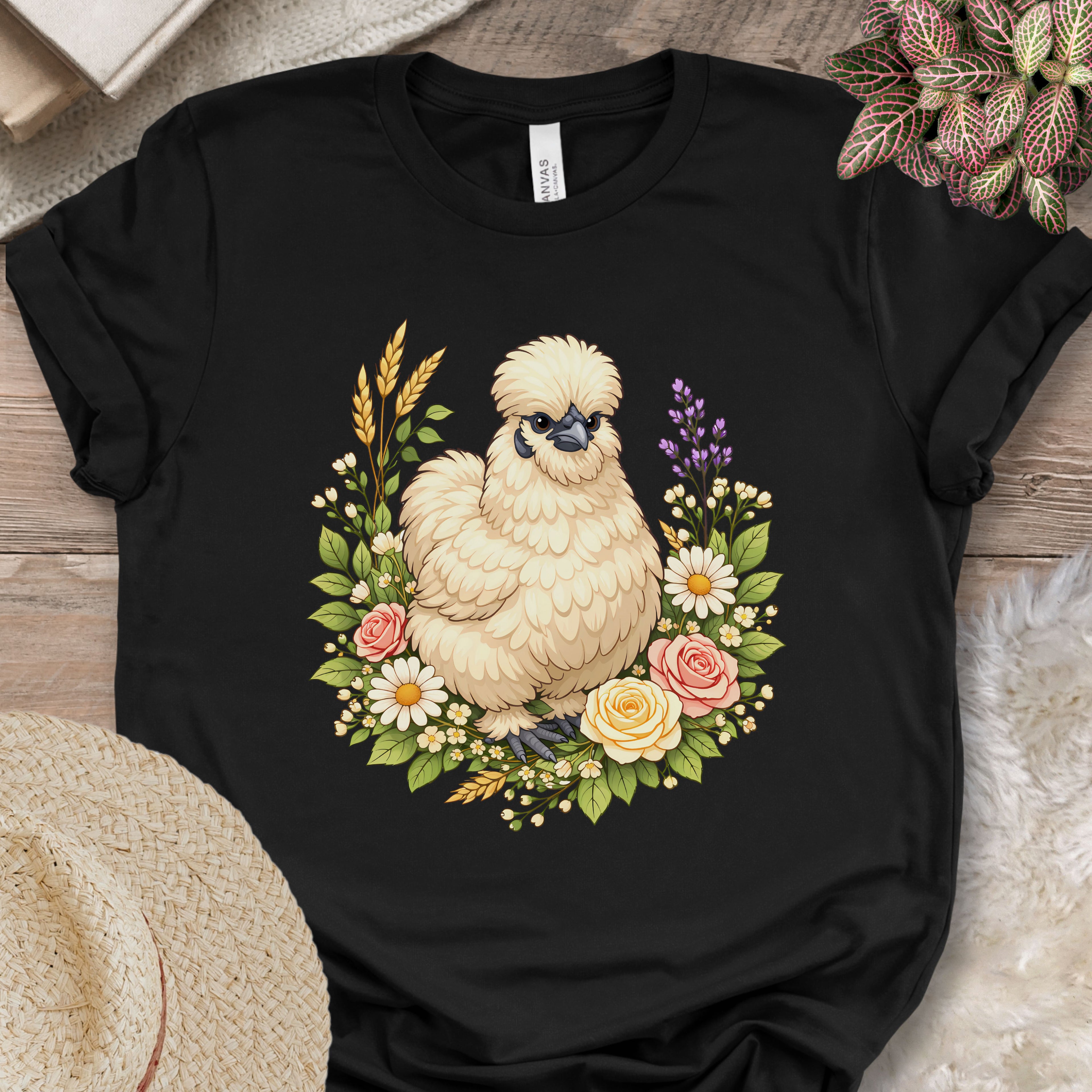 Silkie Chicken Floral T-Shirt