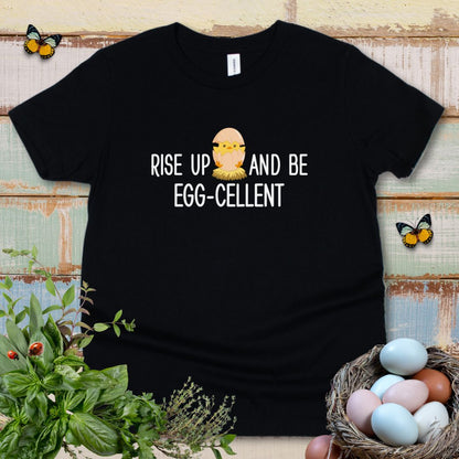 Cute Chick Kids T-Shirt – Rise Up and Be Egg-cellent Positive Message Youth Tee