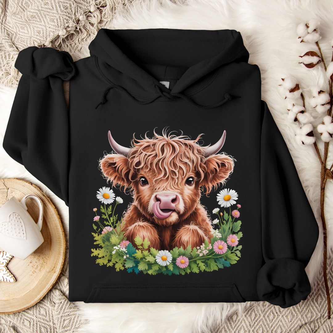 Floral Baby Cow Hoodie
