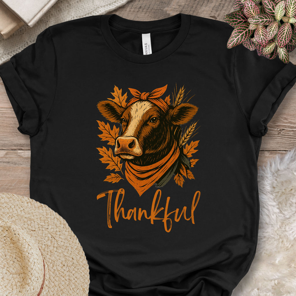 Thankful & Blessed Cow Tee