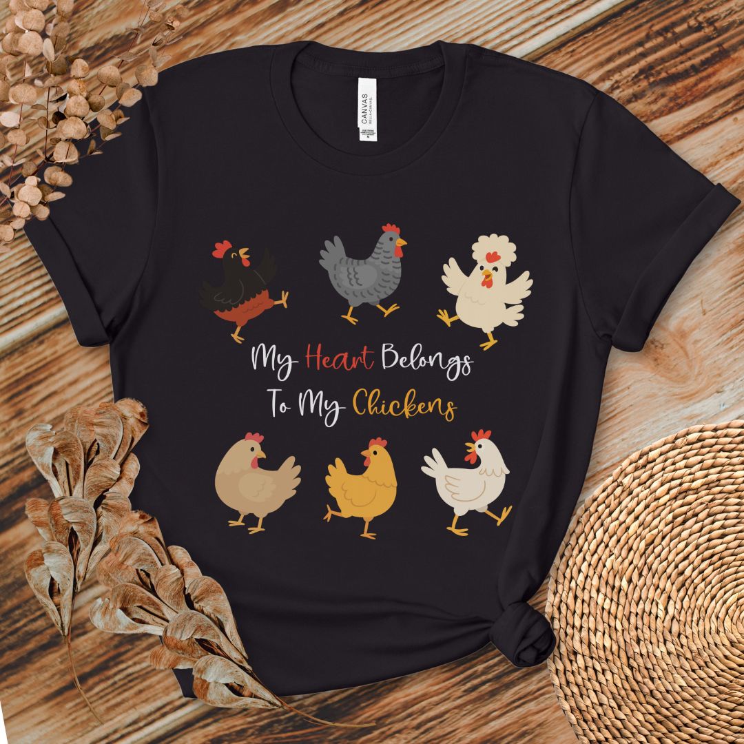 Heart Chickens T-shirt - Adorable Farm Life Gift for Chicken Lovers, Homesteaders & Poultry Moms