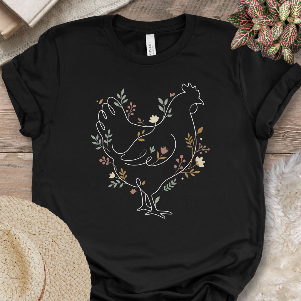 Botanical Line Art Hen Tee
